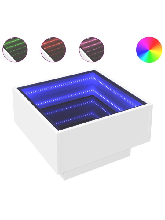 Kafijas galdiņš ar led, balts, 50x50x30 cm, inženierijas koks
