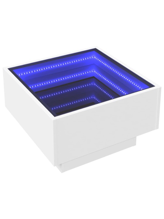 Kafijas galdiņš ar led, balts, 50x50x30 cm, inženierijas koks