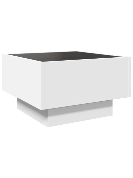 Kafijas galdiņš ar led, balts, 50x50x30 cm, inženierijas koks