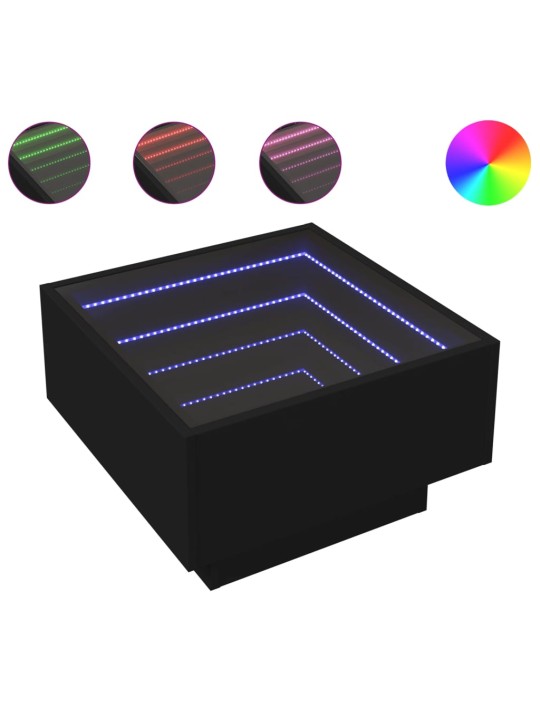 Kafijas galdiņš ar led, melns, 50x50x30 cm, inženierijas koks