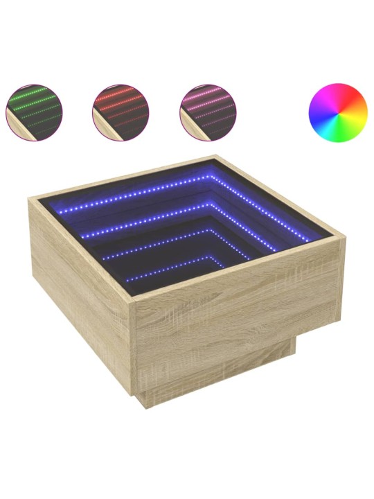 Kafijas galdiņš ar led, ozola, 50x50x30 cm, inženierijas koks