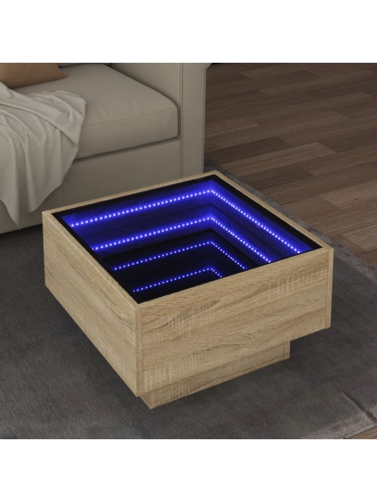 Kafijas galdiņš ar led, ozola, 50x50x30 cm, inženierijas koks