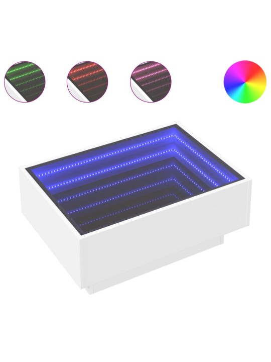 Kafijas galdiņš ar led, balts, 70x50x30 cm, inženierijas koks