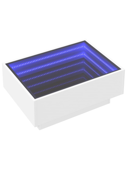 Kafijas galdiņš ar led, balts, 70x50x30 cm, inženierijas koks