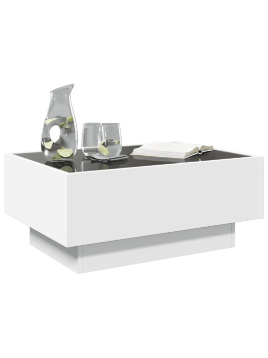 Kafijas galdiņš ar led, balts, 70x50x30 cm, inženierijas koks
