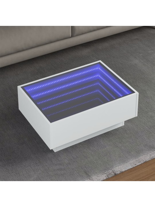 Kafijas galdiņš ar led, balts, 70x50x30 cm, inženierijas koks