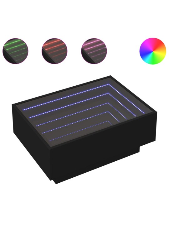Kafijas galdiņš ar led, melns, 70x50x30 cm, inženierijas koks