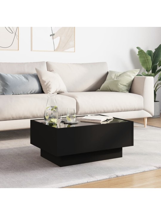 Kafijas galdiņš ar led, melns, 70x50x30 cm, inženierijas koks