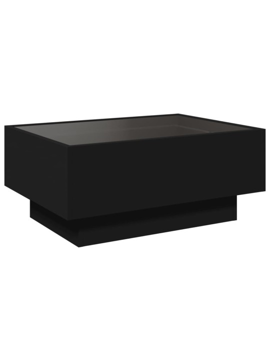Kafijas galdiņš ar led, melns, 70x50x30 cm, inženierijas koks