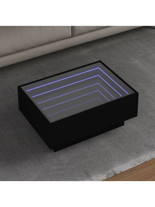 Kafijas galdiņš ar led, melns, 70x50x30 cm, inženierijas koks