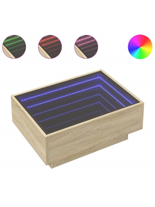 Kafijas galdiņš ar led, ozola, 70x50x30 cm, inženierijas koks
