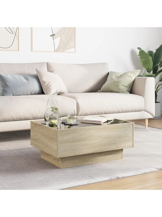Kafijas galdiņš ar led, ozola, 70x50x30 cm, inženierijas koks