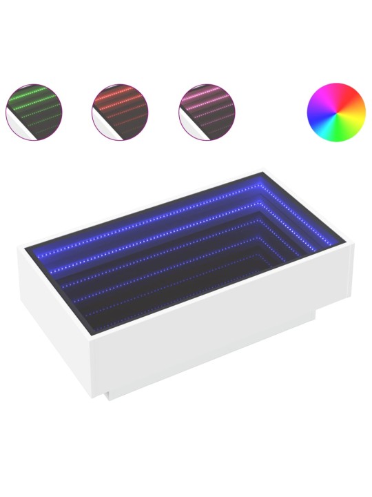 Kafijas galdiņš ar led, balts, 90x50x30 cm, inženierijas koks