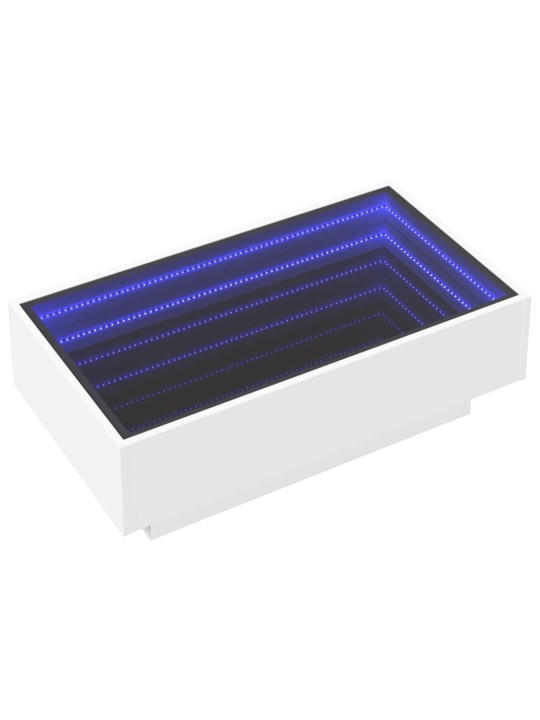 Kafijas galdiņš ar led, balts, 90x50x30 cm, inženierijas koks