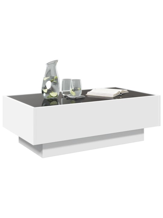 Kafijas galdiņš ar led, balts, 90x50x30 cm, inženierijas koks