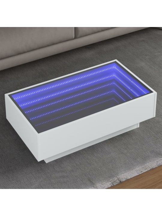 Kafijas galdiņš ar led, balts, 90x50x30 cm, inženierijas koks