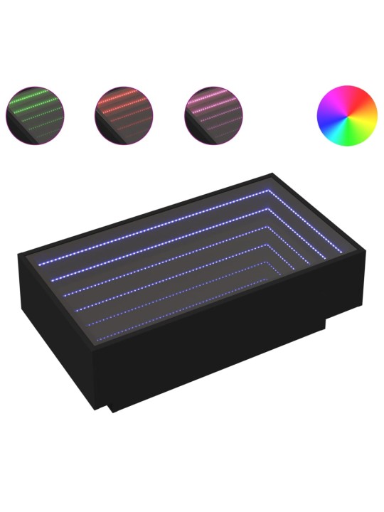 Kafijas galdiņš ar led, melns, 90x50x30 cm, inženierijas koks