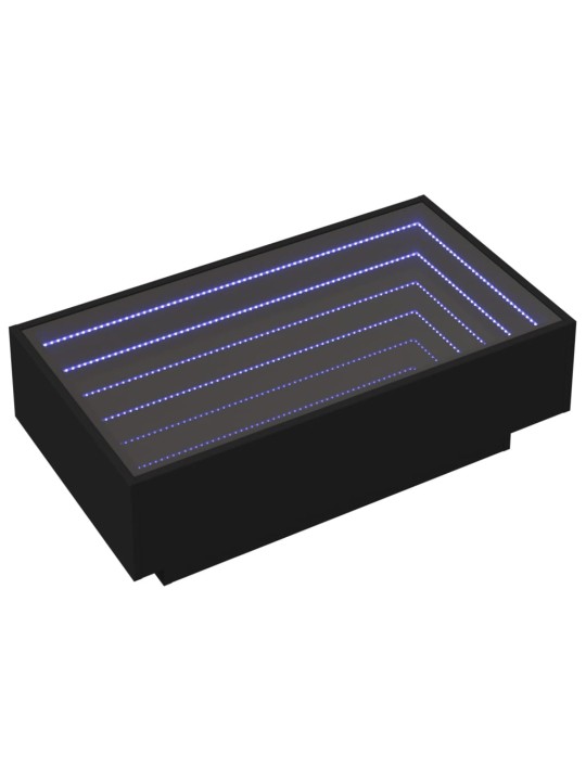 Kafijas galdiņš ar led, melns, 90x50x30 cm, inženierijas koks