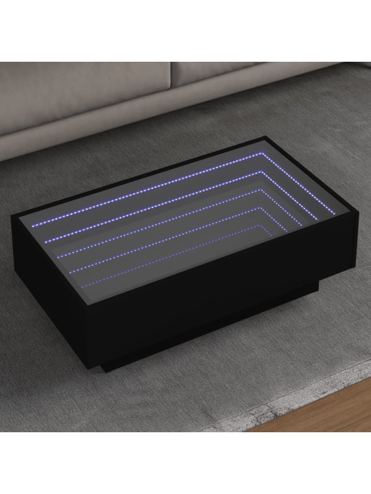 Kafijas galdiņš ar led, melns, 90x50x30 cm, inženierijas koks