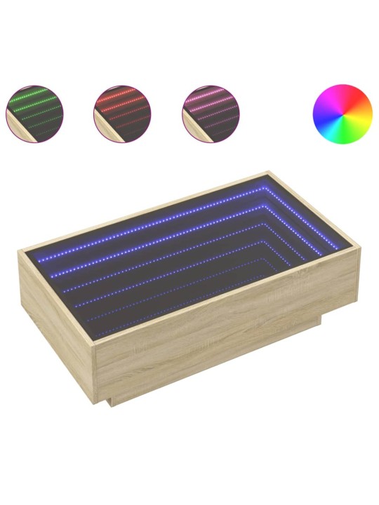 Kafijas galdiņš ar led, ozola, 90x50x30 cm, inženierijas koks