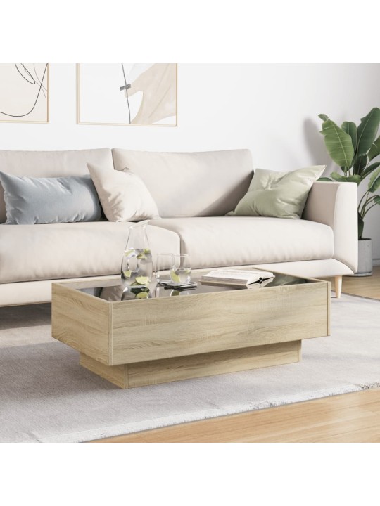 Kafijas galdiņš ar led, ozola, 90x50x30 cm, inženierijas koks