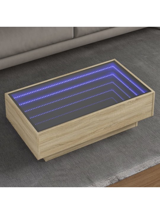Kafijas galdiņš ar led, ozola, 90x50x30 cm, inženierijas koks