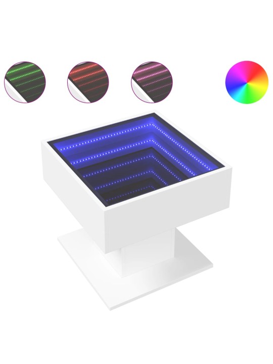Kafijas galdiņš ar led, balts, 50x50x45 cm, inženierijas koks