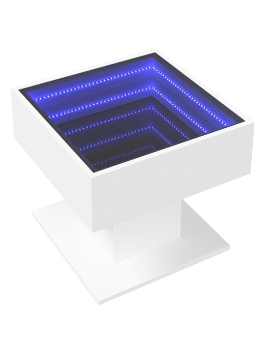 Kafijas galdiņš ar led, balts, 50x50x45 cm, inženierijas koks