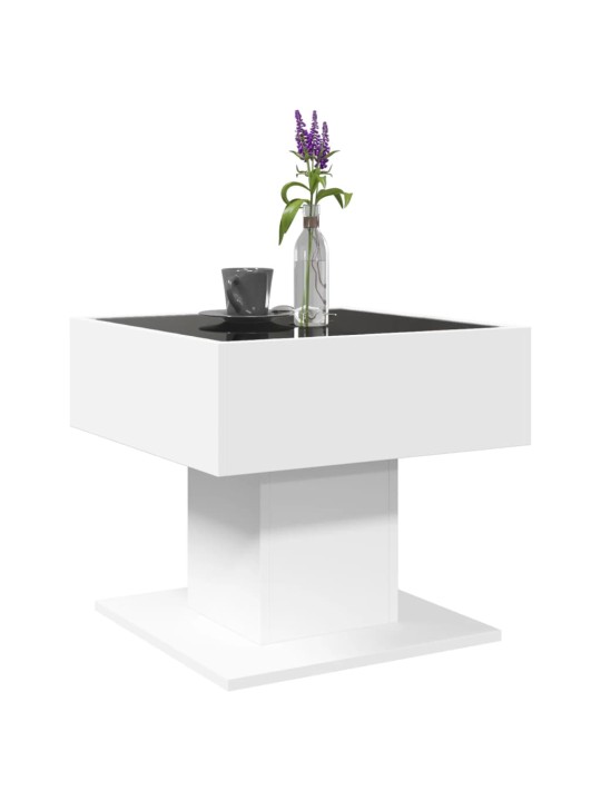 Kafijas galdiņš ar led, balts, 50x50x45 cm, inženierijas koks