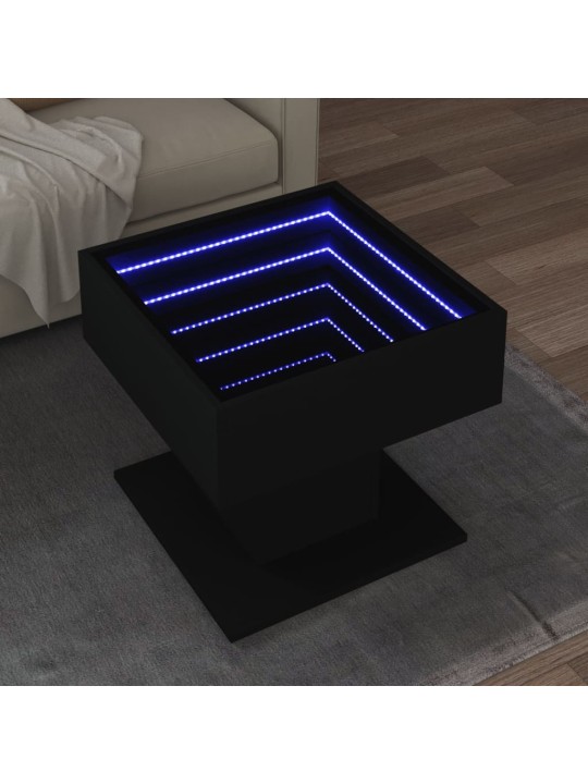 Kafijas galdiņš ar led, melns, 50x50x45 cm, inženierijas koks