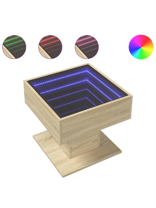 Kafijas galdiņš ar led, ozola, 50x50x45 cm, inženierijas koks