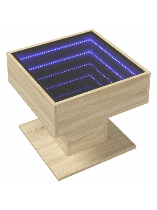 Kafijas galdiņš ar led, ozola, 50x50x45 cm, inženierijas koks