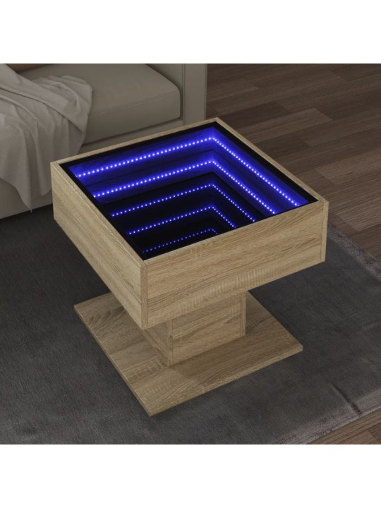 Kafijas galdiņš ar led, ozola, 50x50x45 cm, inženierijas koks