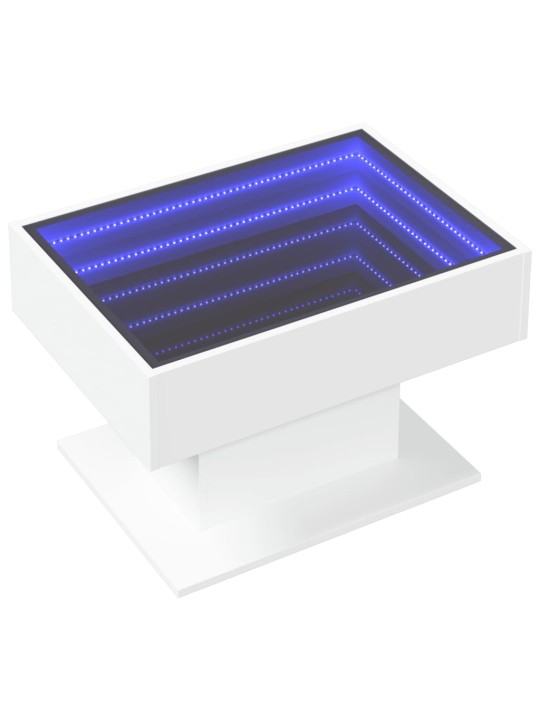 Kafijas galdiņš ar led, balts, 70x50x45 cm, inženierijas koks