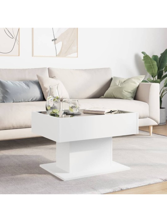 Kafijas galdiņš ar led, balts, 70x50x45 cm, inženierijas koks