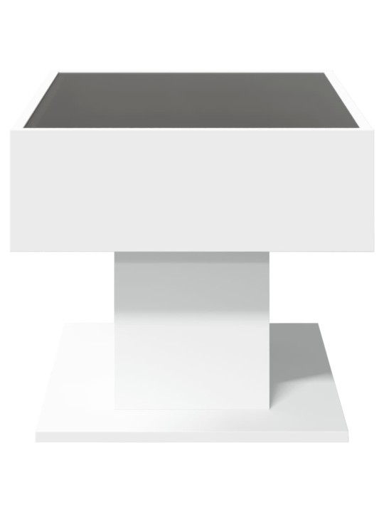 Kafijas galdiņš ar led, balts, 70x50x45 cm, inženierijas koks