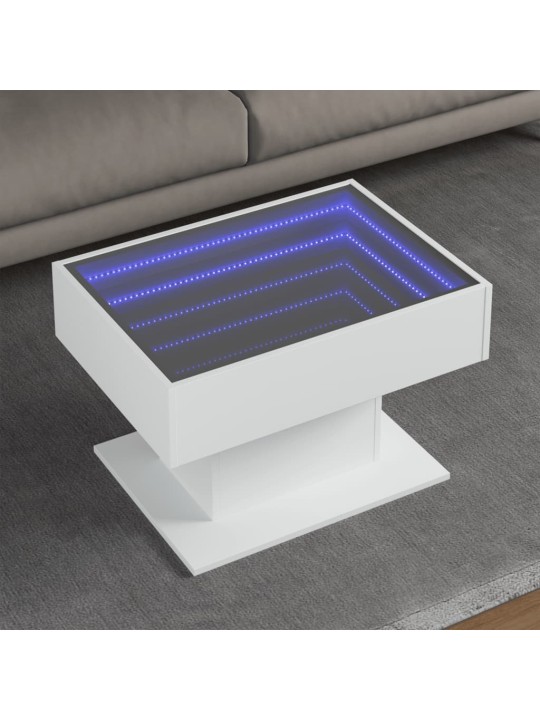 Kafijas galdiņš ar led, balts, 70x50x45 cm, inženierijas koks