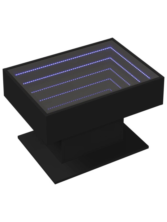 Kafijas galdiņš ar led, melns, 70x50x45 cm, inženierijas koks