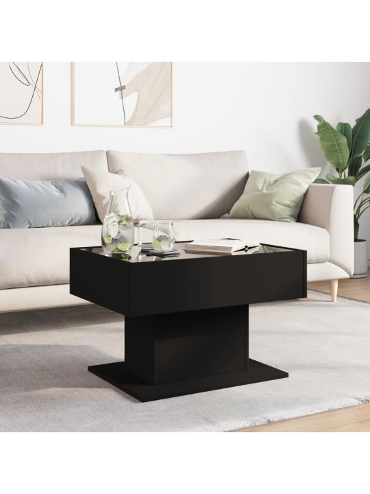 Kafijas galdiņš ar led, melns, 70x50x45 cm, inženierijas koks