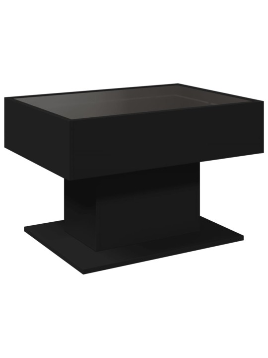 Kafijas galdiņš ar led, melns, 70x50x45 cm, inženierijas koks