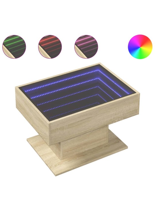 Kafijas galdiņš ar led, ozola, 70x50x45 cm, inženierijas koks