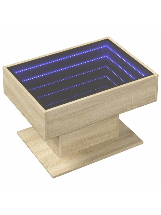 Kafijas galdiņš ar led, ozola, 70x50x45 cm, inženierijas koks