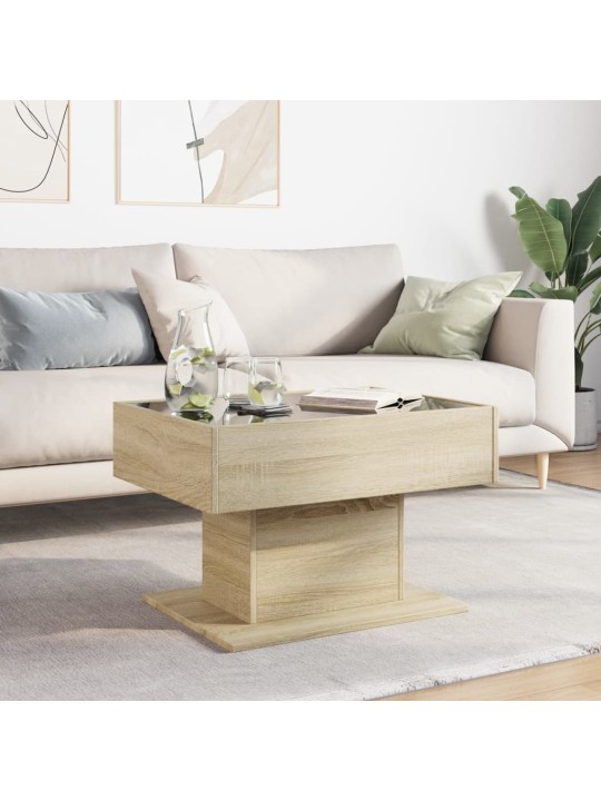 Kafijas galdiņš ar led, ozola, 70x50x45 cm, inženierijas koks