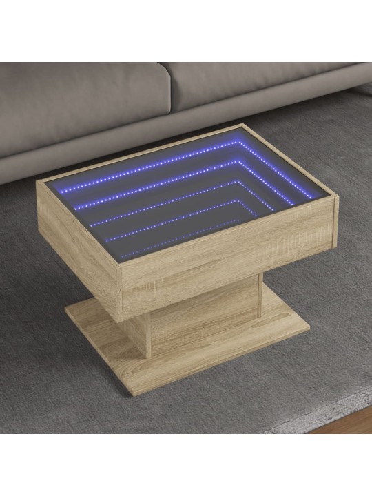 Kafijas galdiņš ar led, ozola, 70x50x45 cm, inženierijas koks
