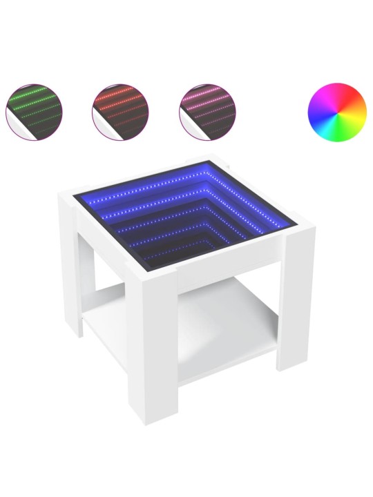 Kafijas galdiņš ar led, balts, 53x53x45 cm, inženierijas koks