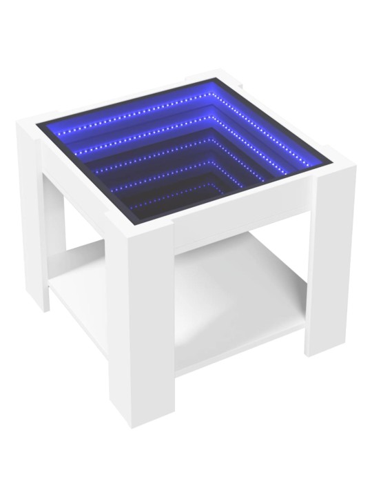 Kafijas galdiņš ar led, balts, 53x53x45 cm, inženierijas koks
