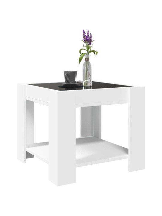 Kafijas galdiņš ar led, balts, 53x53x45 cm, inženierijas koks