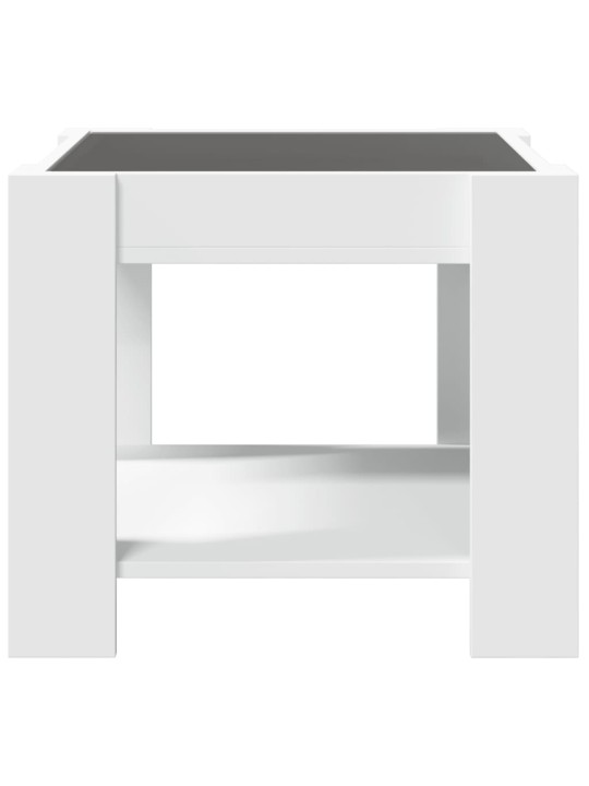 Kafijas galdiņš ar led, balts, 53x53x45 cm, inženierijas koks