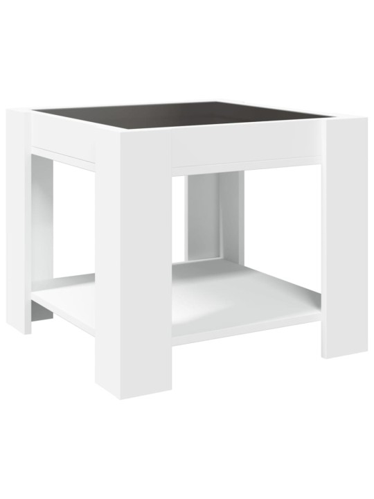 Kafijas galdiņš ar led, balts, 53x53x45 cm, inženierijas koks