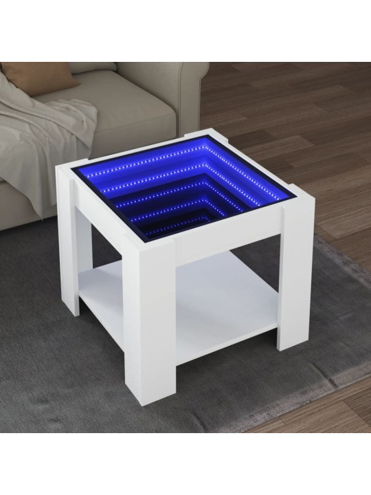 Kafijas galdiņš ar led, balts, 53x53x45 cm, inženierijas koks